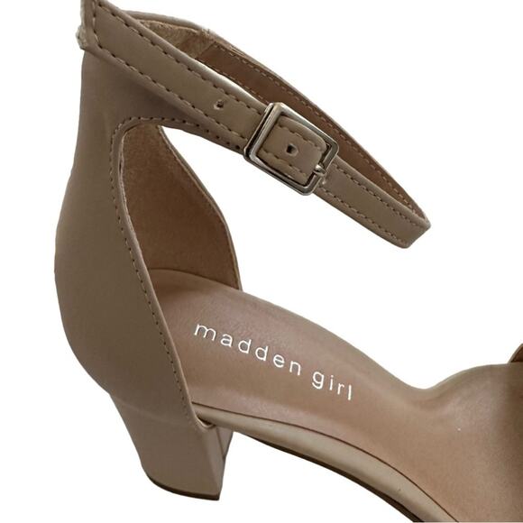 Madden Girl Beela Ankle Strap Nude Chunky Block Heels Sandals Sz 10 Neutral Tan - Picture 3 of 11